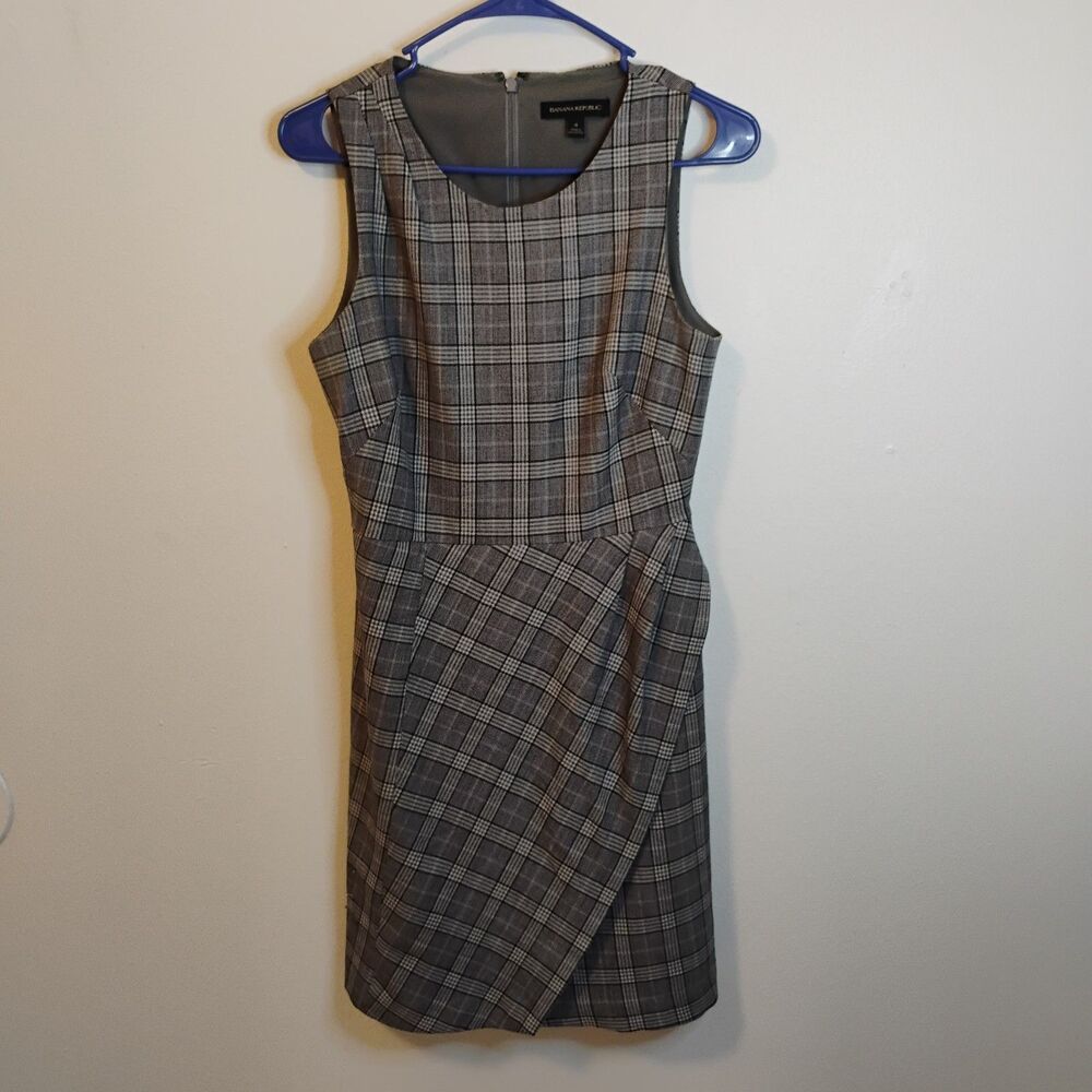 Banana Republic Plaid Mini Dress Wool Blend Preppy Grunge 90s Clueless Sz 4